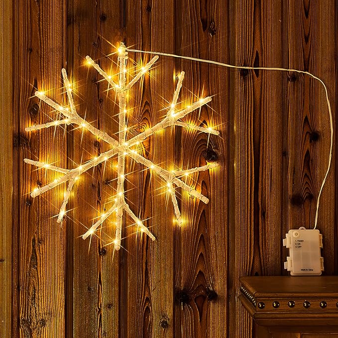Fudios Snowflake Lights Warm White Battery Operated - Image 5