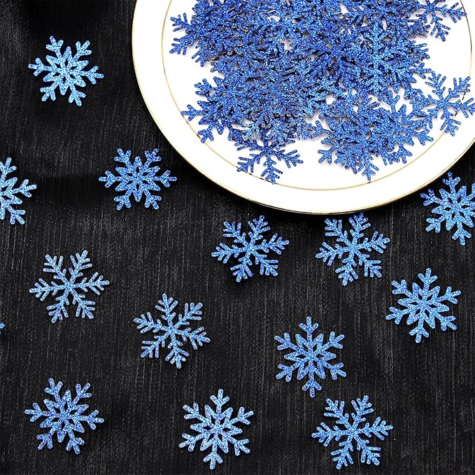 200PC Snowflake Confetti Dark Blue Christmas Confetti Snowflakes Table Scatter - Image 5