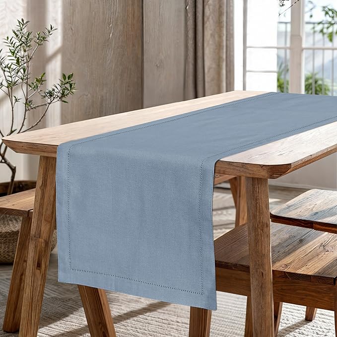 Ruvanti Linen Table Runner 48 Inches, Classic Hemstitch, Non-Slipping, Stain - Image 9
