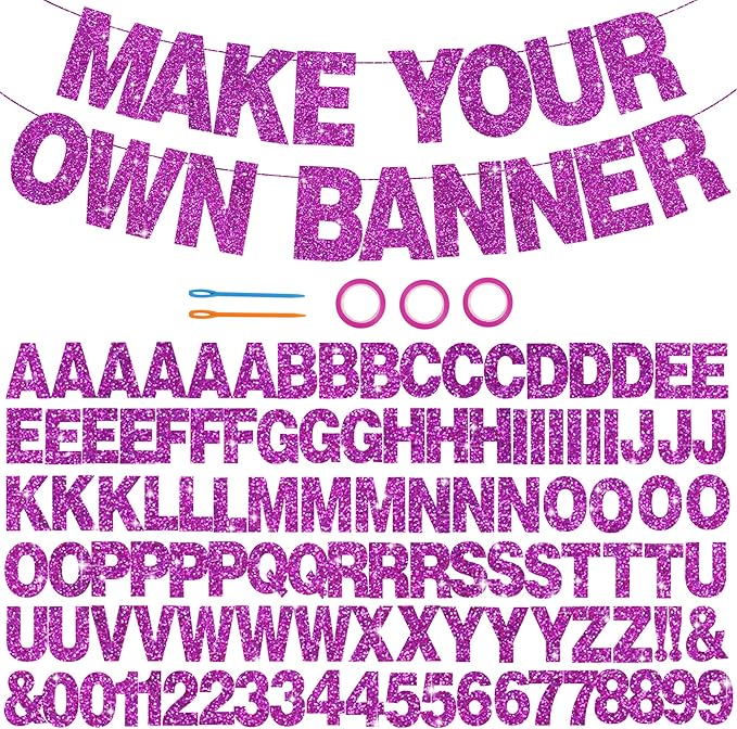 BEISHIDA 116 PCS A-Z Glitter Purple DIY Letter Banner Kit Make Your Own by Beishida