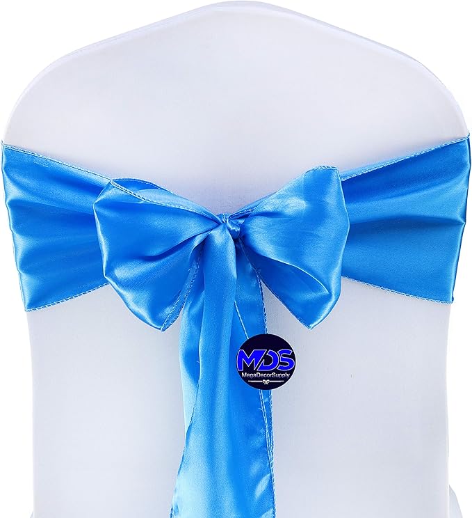MDS Pack of 200 PCS Satin Chair Sashes Charmeuse Sateen Dining Chair Bows - Image 2