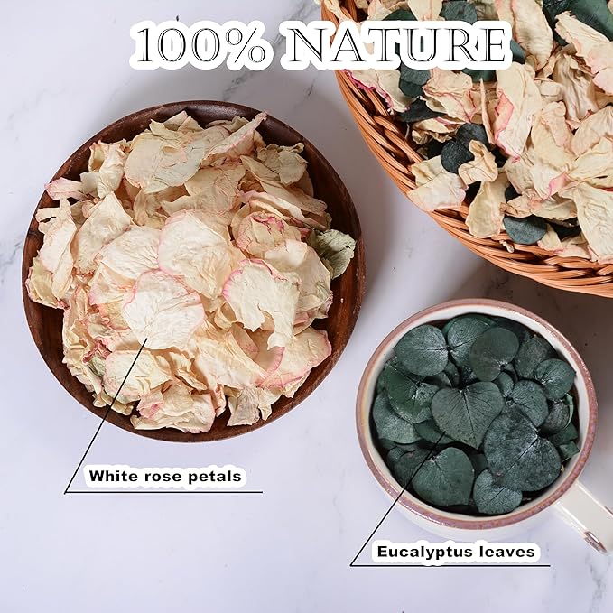 Oning 20+ Cups of Mix Dried Bio Flower Rose Petals Confetti, 2 QT Ivory White - Image 3