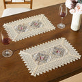 WARM HOME DESIGNS Gold Lace Placemats Set of 2. 18 Inch Crochet Doilies are by WarmHomeDesigns