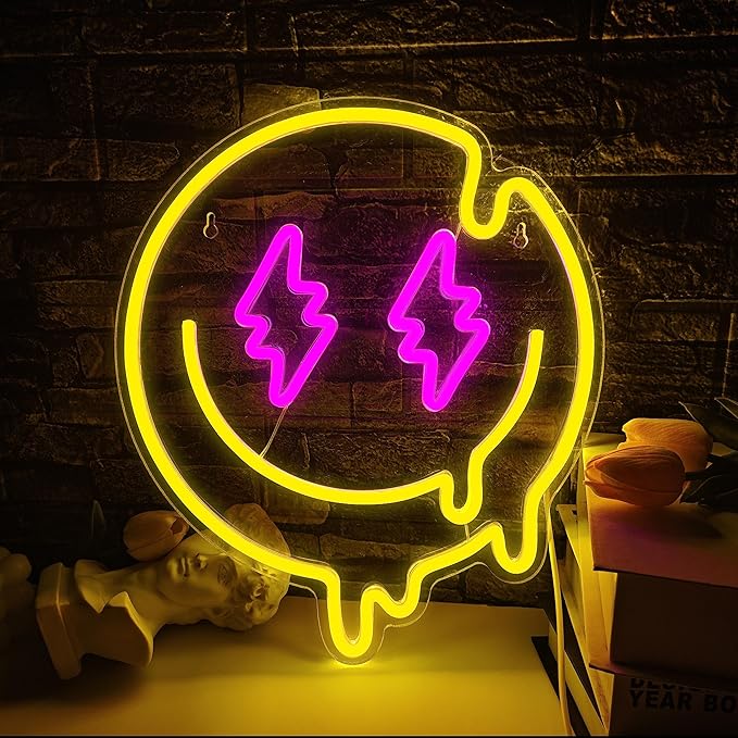 Melting Smile Face Neon Sign Dimmable Melted Smiling Face Neon Signs by JIARODEYLEDNEONSIGN