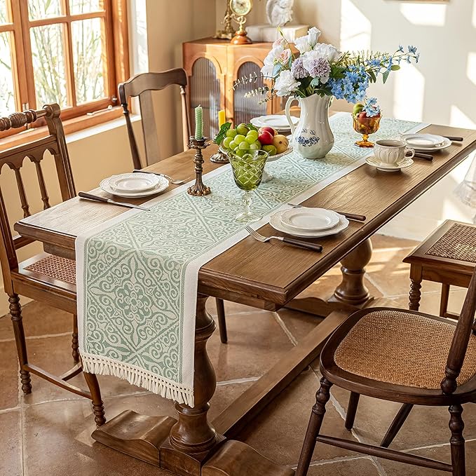 Table Runner 48 Inches Long, Waterproof Boho Table Runner - Image 2
