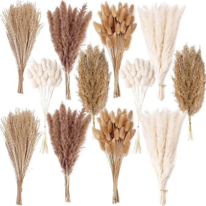 240 PCS Dried Flower Bouquet – Pampas Grass, Floral Decor by ANPROOR