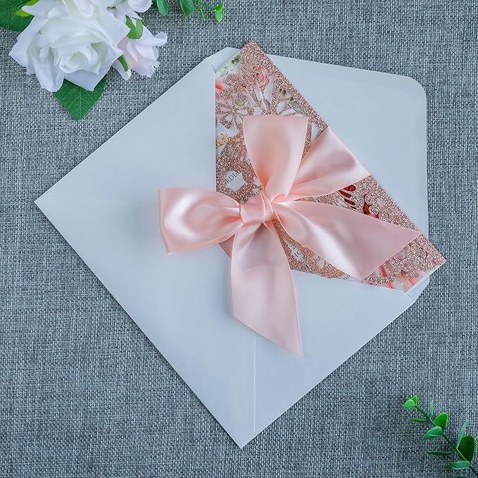 20 PCS 5.12x7.2 Butterfly Personalized Quinceanera Invitation, Customized XV - Image 5
