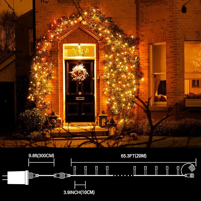 LAMPHOME 66ft Golden Christmas Decorative Mini Lights, 200 LED Transparent Wire - Image 4