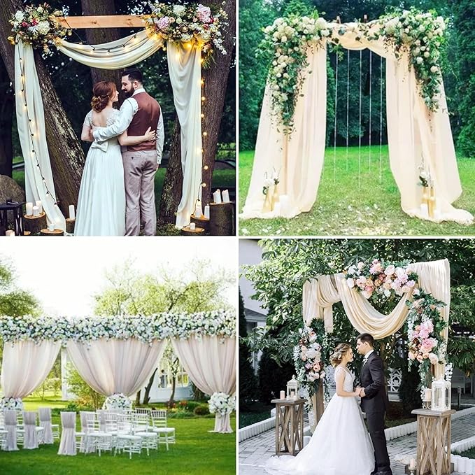 4 Panels Wedding Arch Draping Fabric 28" x 20 Ft Nuptials Arch Drapes Chiffon - Image 3