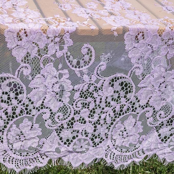 TINWIN Purple Lace Tablecloth 60x120 Inch Rectangle Vintage Runner Eyelash - Image 7