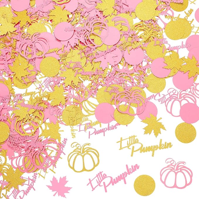 Ferraycle 400 Pcs Thanksgiving Pink and Gold Pumpkin Confetti Christmas Baby by Ferraycle