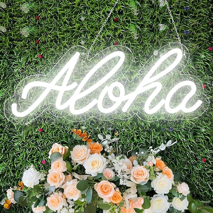 Aloha Neon Light Aloha Cold White Neon Sign by JIURUIFFC