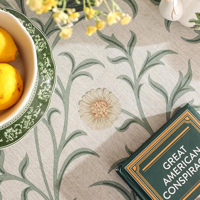 patdrea Designer Idyllic Linen Round Tablecloth, French Table Cloth - Image 3
