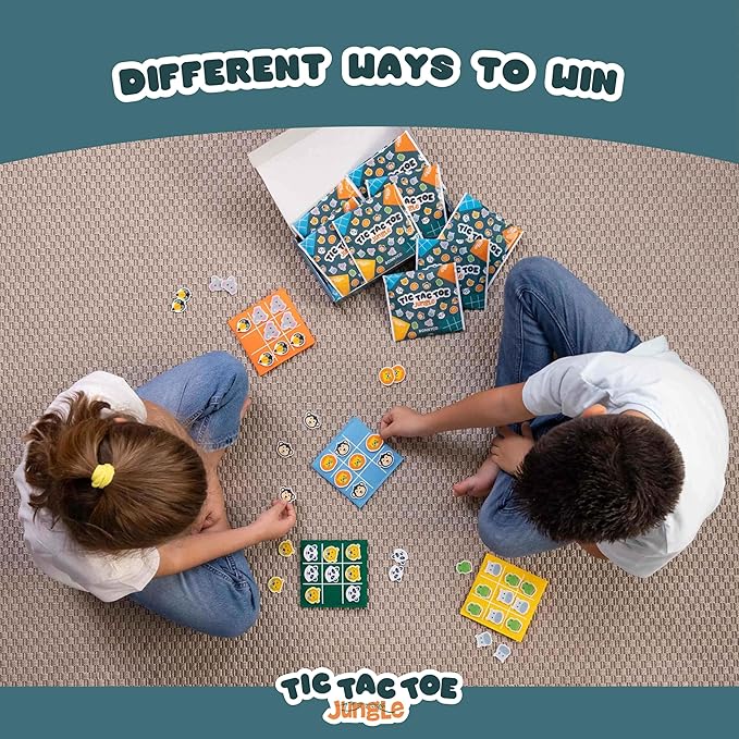 BONNYCO Tic Tac Toe Game Pack 16 Jungle Animals Kids Party Favors Safari Goodie - Image 6