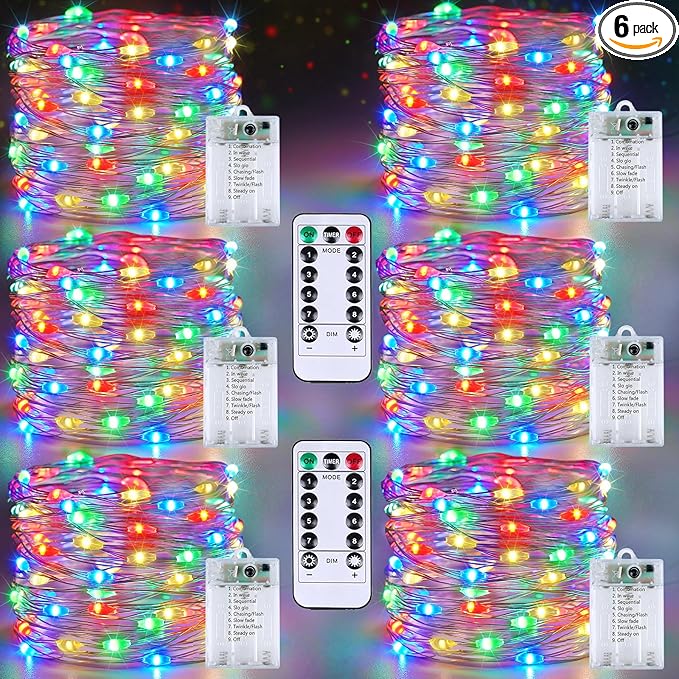 6 Pack Fairy Lights Battery Operated by Halloween