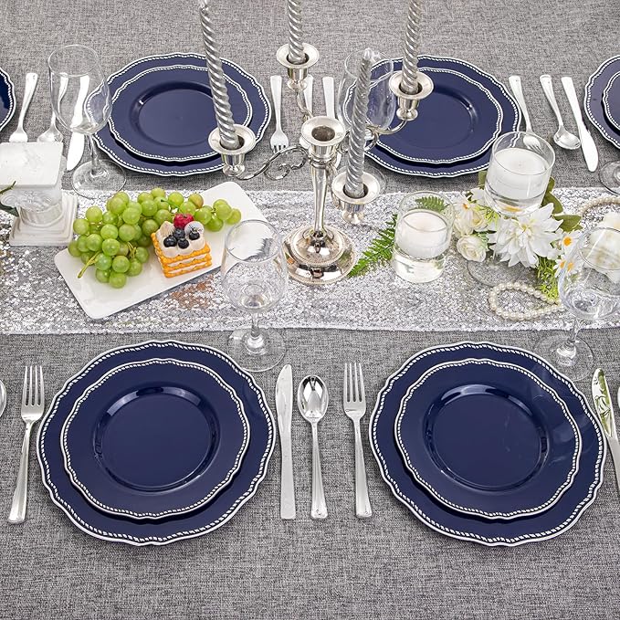 Hioasis 60pcs Blue Plastic Plates - Image 4