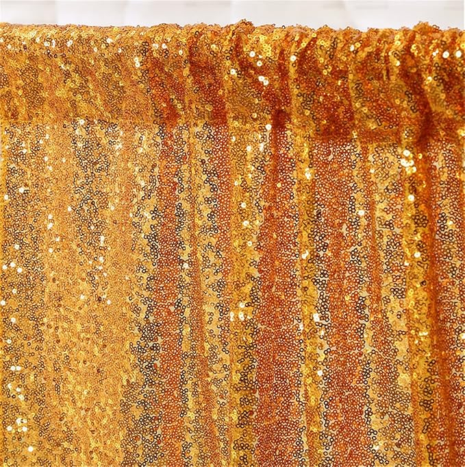 Eternal Beauty Yellow Gold Sequin Backdrop, 7x7 Ft Glitter Background Curtains - Image 4
