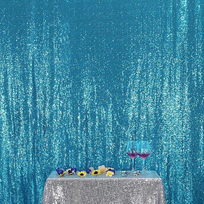Poise3EHome 6FT x 8FT Turquoise Sequin Photography Backdrop Curtain - Image 6