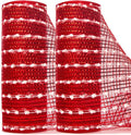 Ribbli Christmas Tree Ribbon Garland-2 Rolls Snowball Red Mesh, 10 Inch x 30 by Ribbli