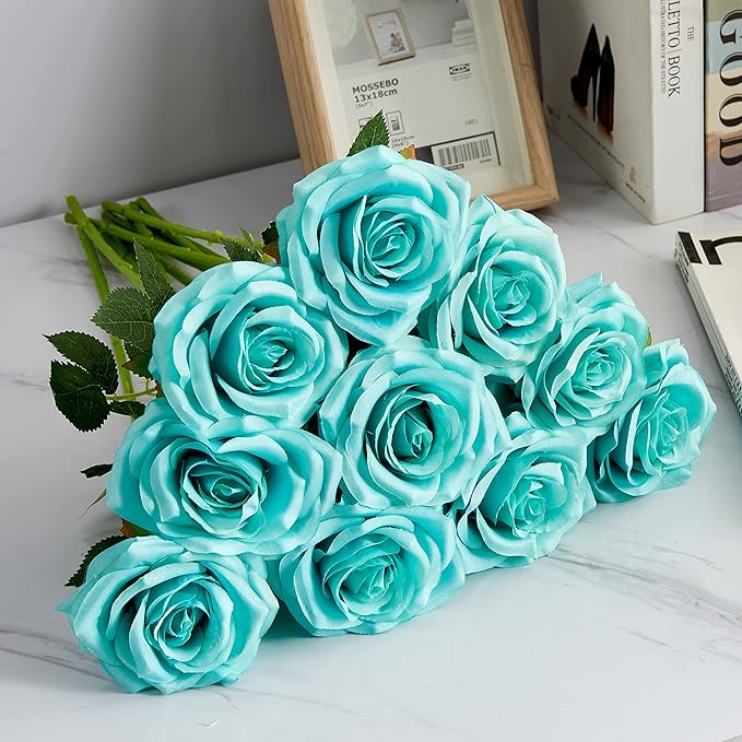 Artificial Rose 10pcs Open Flower Bouquet Faux Rose Stems - Image 5