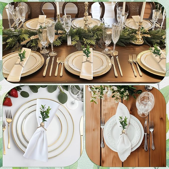 MAOANME Napkin Rings Set of 12, Rustic Eucalyptus Napkin Holder Rings - Image 6