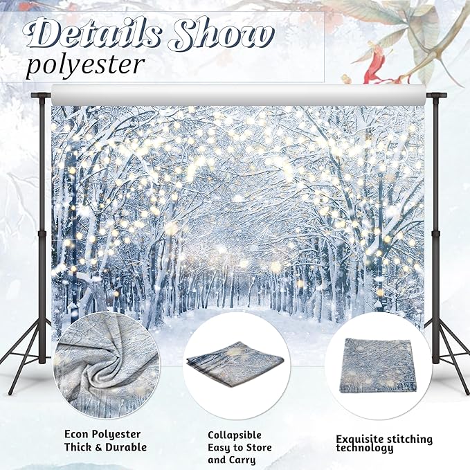 8x6FT Winter Snowy Scene Photography Backdrop Winter Wonderland Landscape - Image 5