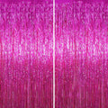2 Pack Pink Foil Fringe Backdrop Curtains, Tinsel Streamers Birthday Party by Voircoloria