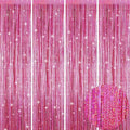 Picoway 4 Pack Pink Foil Fringe Tinsel Backdrop Curtains, Birthday Engagement by Picoway