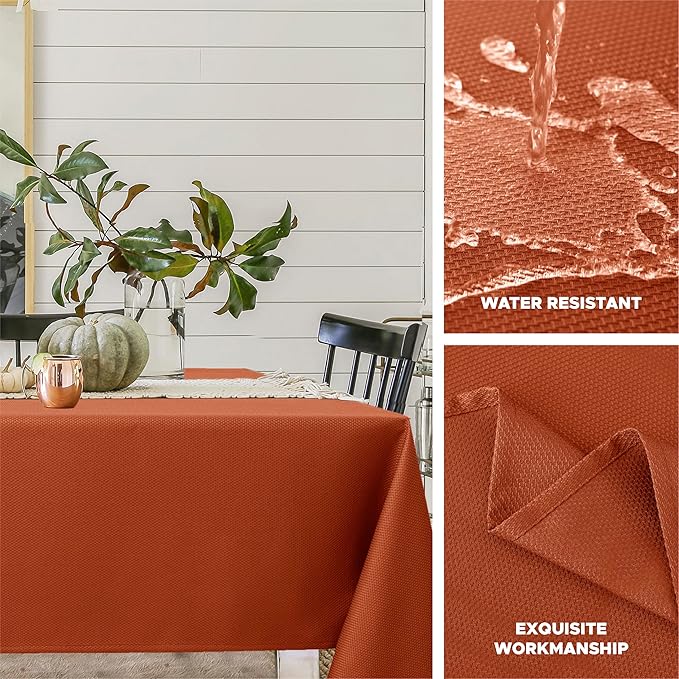Biscaynebay Fall Tablecloth Textured Fabric Square Tablecloths 54x54 Inch - Image 2