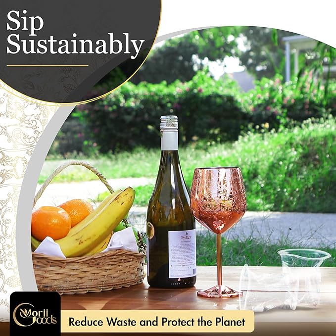 Stainless Steel Wine Glasses – Set of 2 Etched 16 oz Metal Goblets, Unbreakable - Image 6