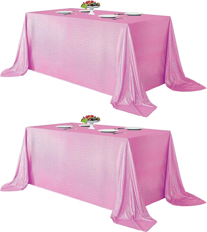 Fitable 2 Pack Pink Sequin Tablecloth by Fitable