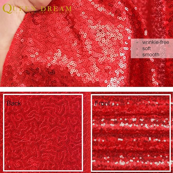 Red Sequin Backdrop 4 Panels 2FTx8FT Christmas Party Backdrop Curtains Photo - Image 5
