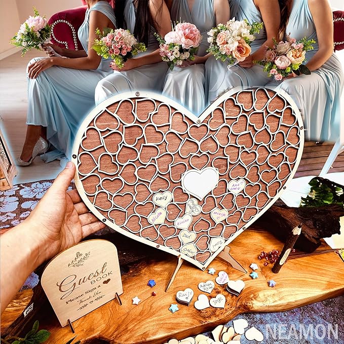 Wedding Guest Book Unique Wooden Heart Alternative GuestBook Bridal Shower - Image 6
