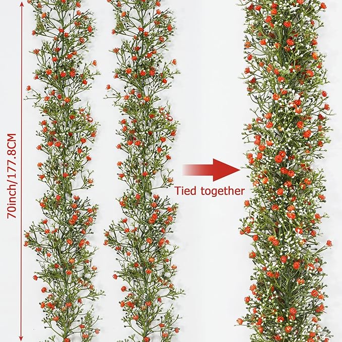 2 Pcs 5.8ft Artificial Baby Breath Flower Vines, Babys Breath Artificial - Image 2