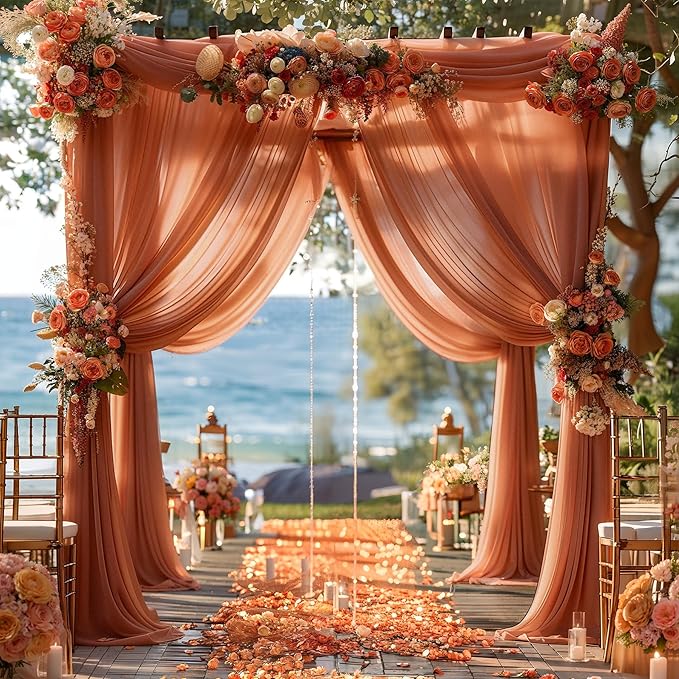 Terracotta Wedding Arch Draping Fabric 2 Panels 30'' x 20FT Terracotta Drapes - Image 6