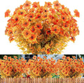 12 Bundles Artificial Fall Flowers Fake Plastic Plants Indoor Outside Hanging by XEOLIAN