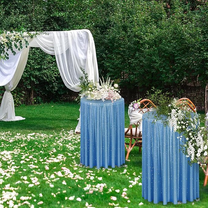 Fitable Blue Sequin Tablecloth for Parties 60 Inch Round - Image 4