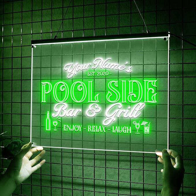Personalized Pool Side Bar & Grill Neon Sign, Custom LED Name Sign - Image 2