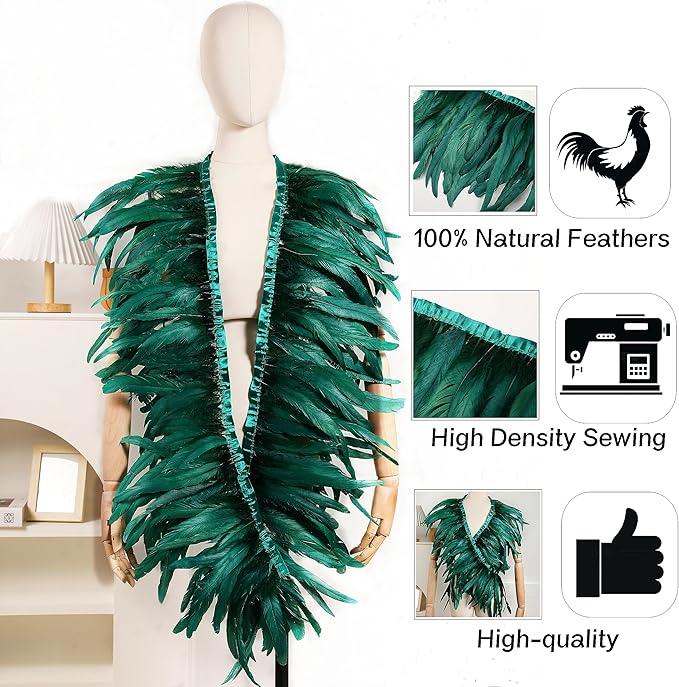 Holmgren Dark Green Rooster Feather Trim - Image 2