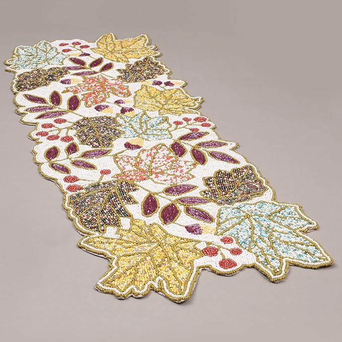 36" Hand Beaded Decorative Farmhouse Glitz Table Runner - Image 9