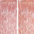 2 Pack Rose Gold Tinsel Foil Fringe Curtains, Rose Gold Party Decorations by Voircoloria