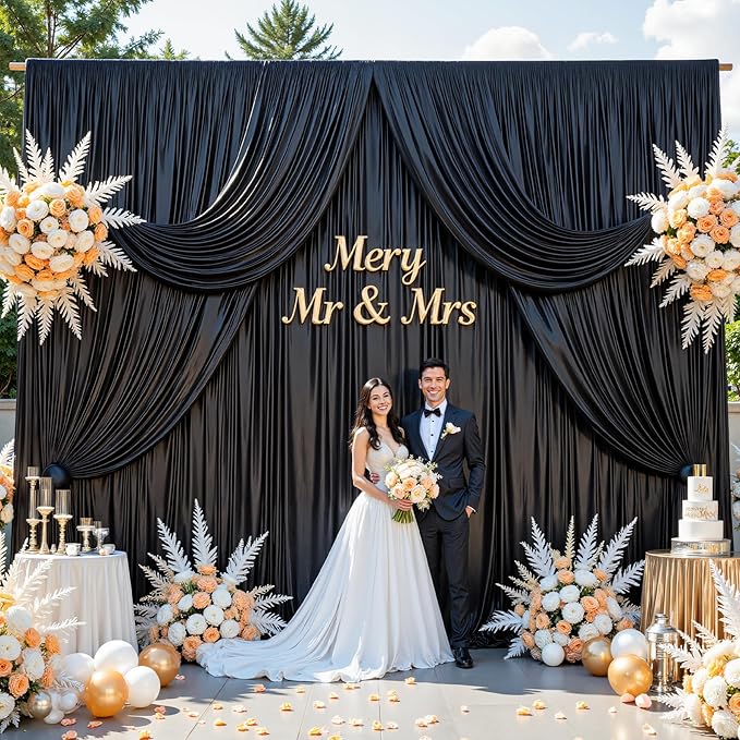 10x10 ft Black Glitter Backdrop Curtain - Image 6
