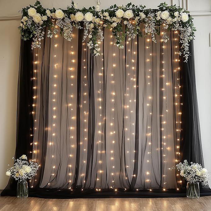 Fomcet Black Tulle Backdrop Curtains by Fomcet