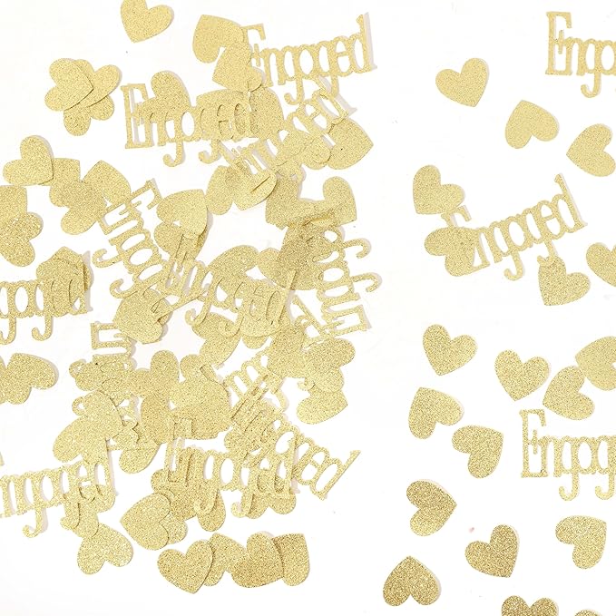 Gold Engagement Confetti With Hearts by Rweseo