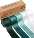 Vitalizart Silk Like Satin Ribbon 1 inch x 25 Yard Green & Sage Handmade Frayed by Vitalizart