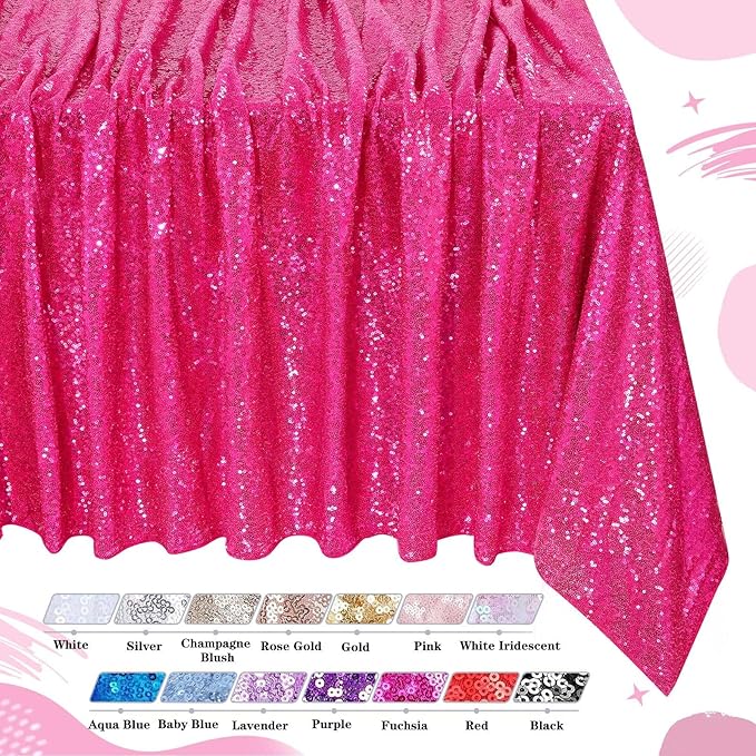 QueenDream Tablecloth Hot Pink Birthday Decorations: 90x90 Inch Sequin - Image 5
