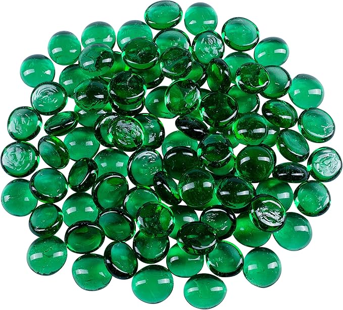 Galashield Flat Glass Marbles for Vases Green Glass Gems Beads Pebbles Vase by Galashield