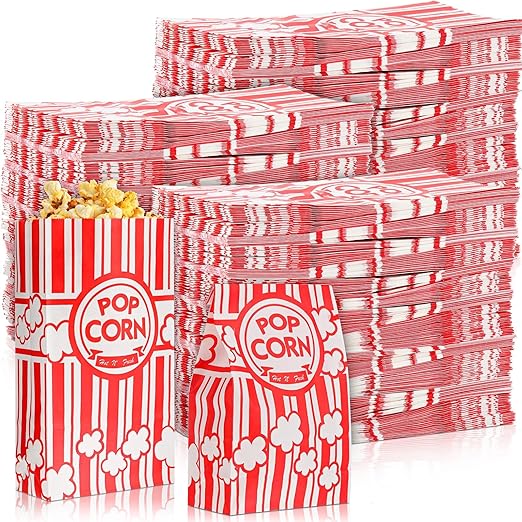 1200 Pcs Paper Popcorn Bags Bulk 2 oz Large Flat Bottom Boxes Red and White by Leinuosen