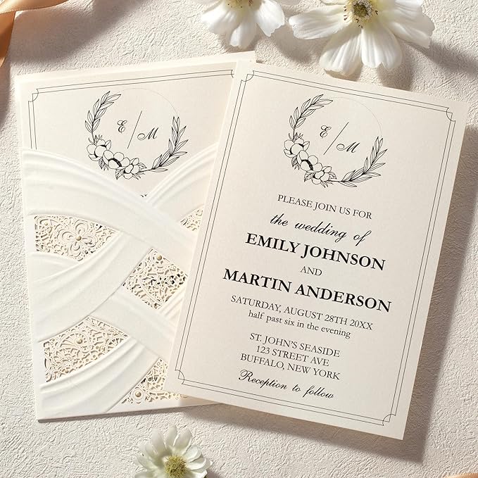 50pcs Laser Cut Wedding Invitations - Image 5