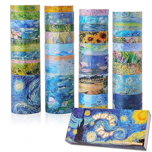 emmoolife 32 Rolls Washi Tape Set, Oil Painting Decorative Masking Tape - Image 2